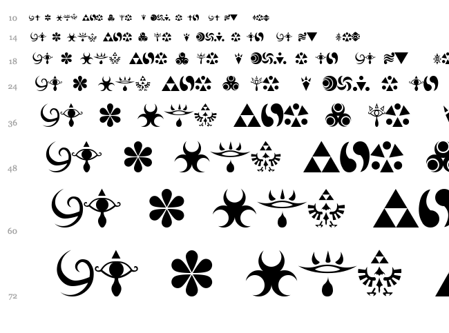 Hylian Symbols font waterfall